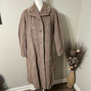 Vtg Furano Woven By Worumbo Wool Coat Button Up Brown Taupe Lined Sz XL ?! Flaw